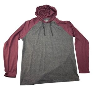 01 ALGO Men's Hoodie Quick Dry Moisture Wicking UPF 40 Charcoal Burgundy L